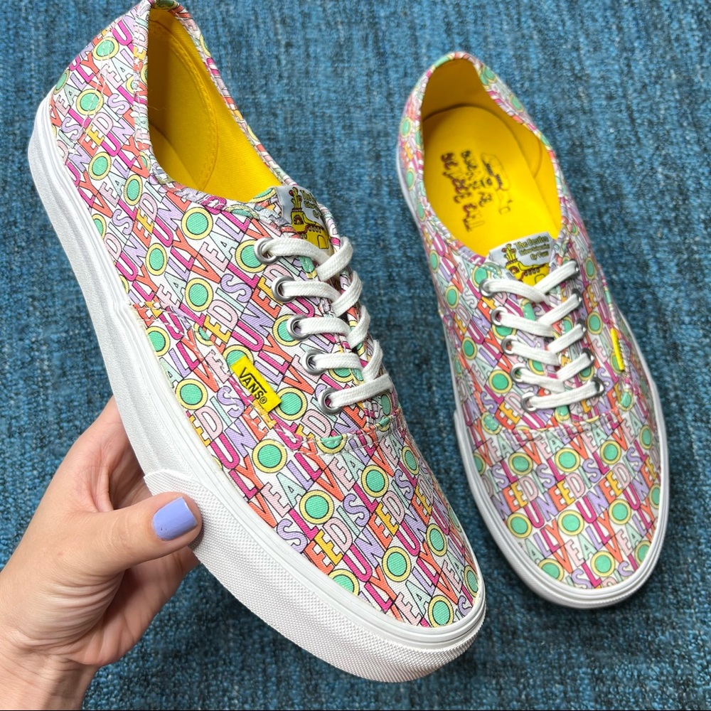 RARE Vans x The Beatles Yellow Submarine Authentic Sneakers All You Need Is Love